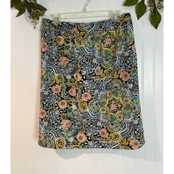 Loft Womens Floral Print Elastic Waist Skirt With Tie Detail M - Picture 2 of 12